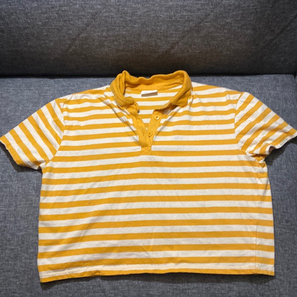 yellow striped cropped polo